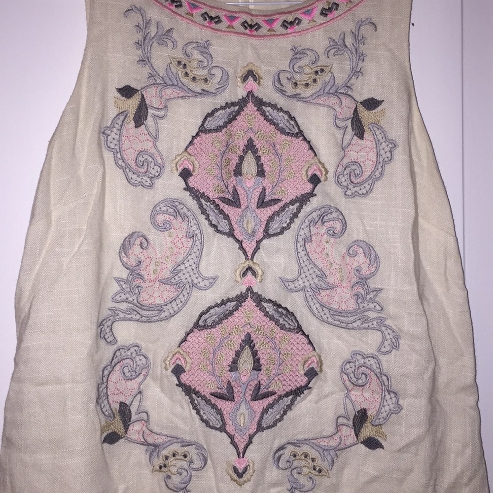 Anthropology Embroidered shift dress